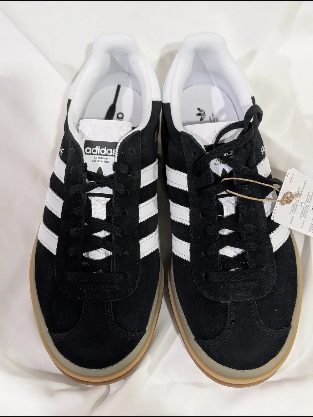 New adidas Gazelle Bold Women's Black White Suede Sneakers